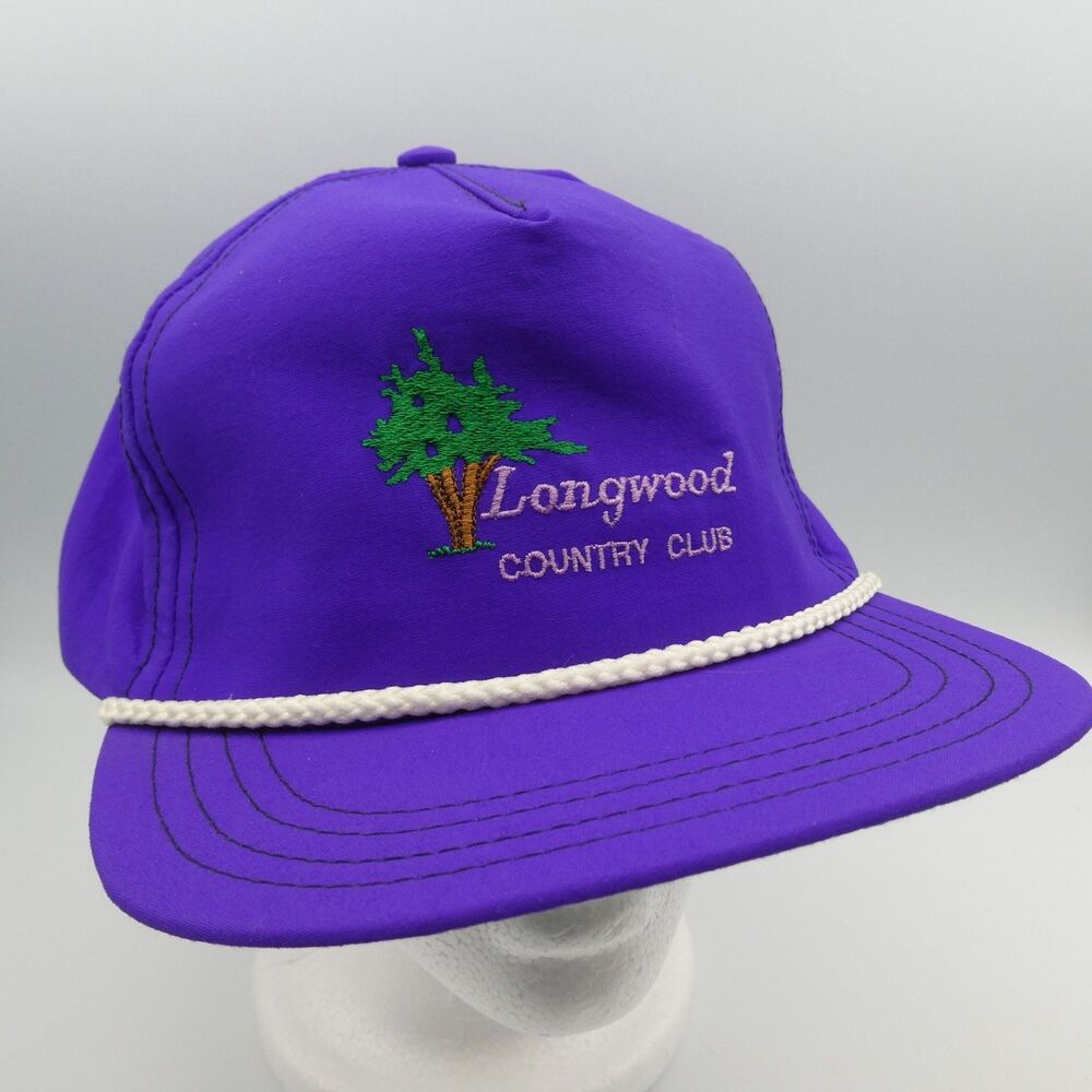 Vintage Longwood Country Club Purple Golf Hat Towntalk USA Made Tree Logo